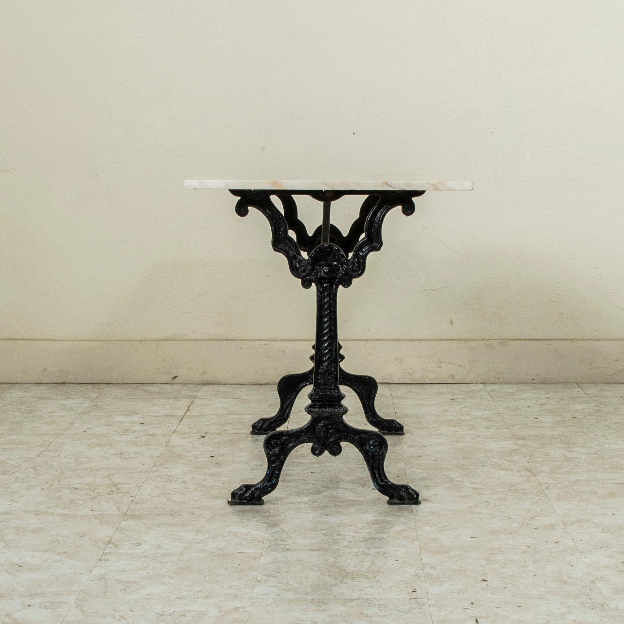 Late 19th Century French Painted Cast Iron and Marble Bistro Table, Garden Table For Sale 3