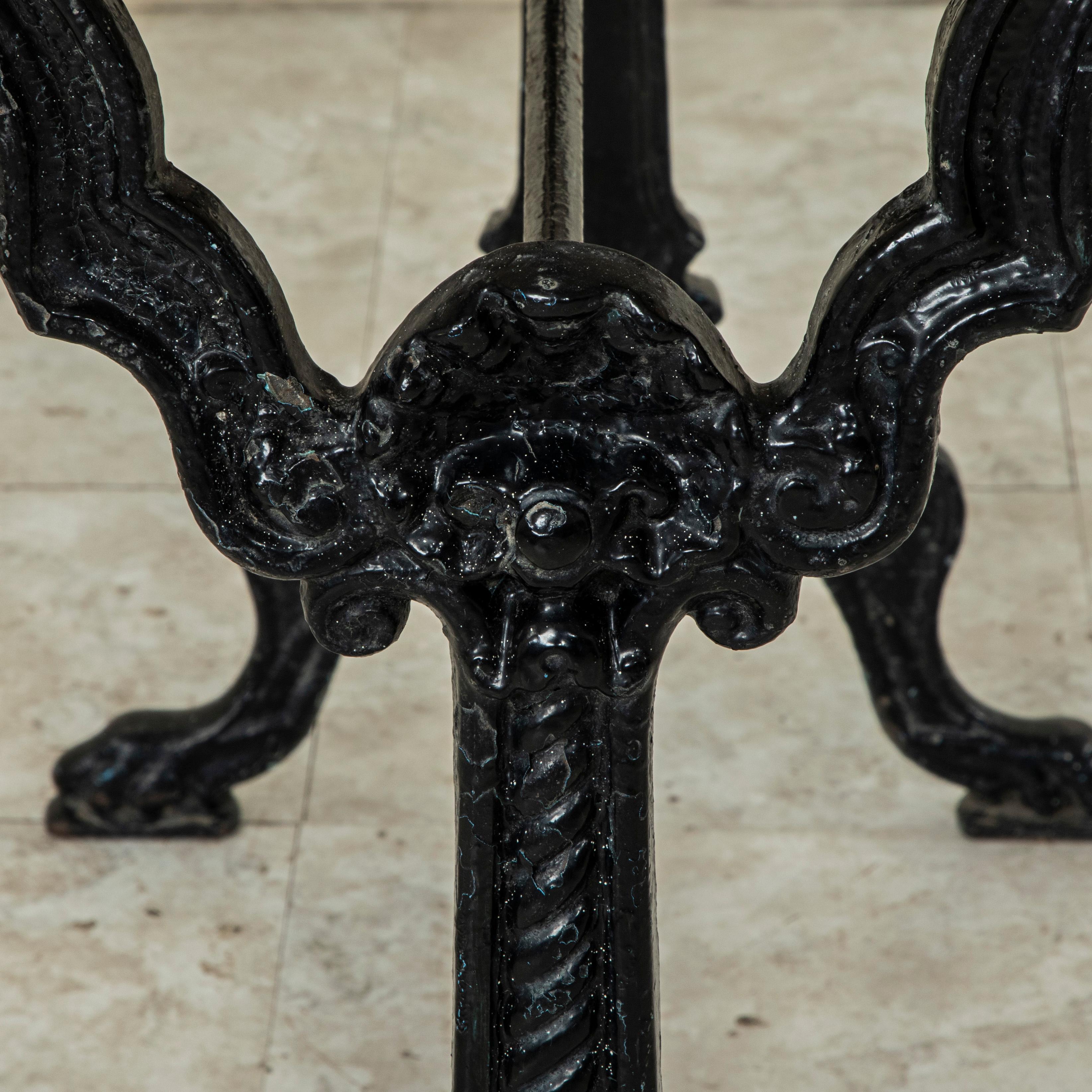 Late 19th Century French Painted Cast Iron and Marble Bistro Table, Garden Table For Sale 5