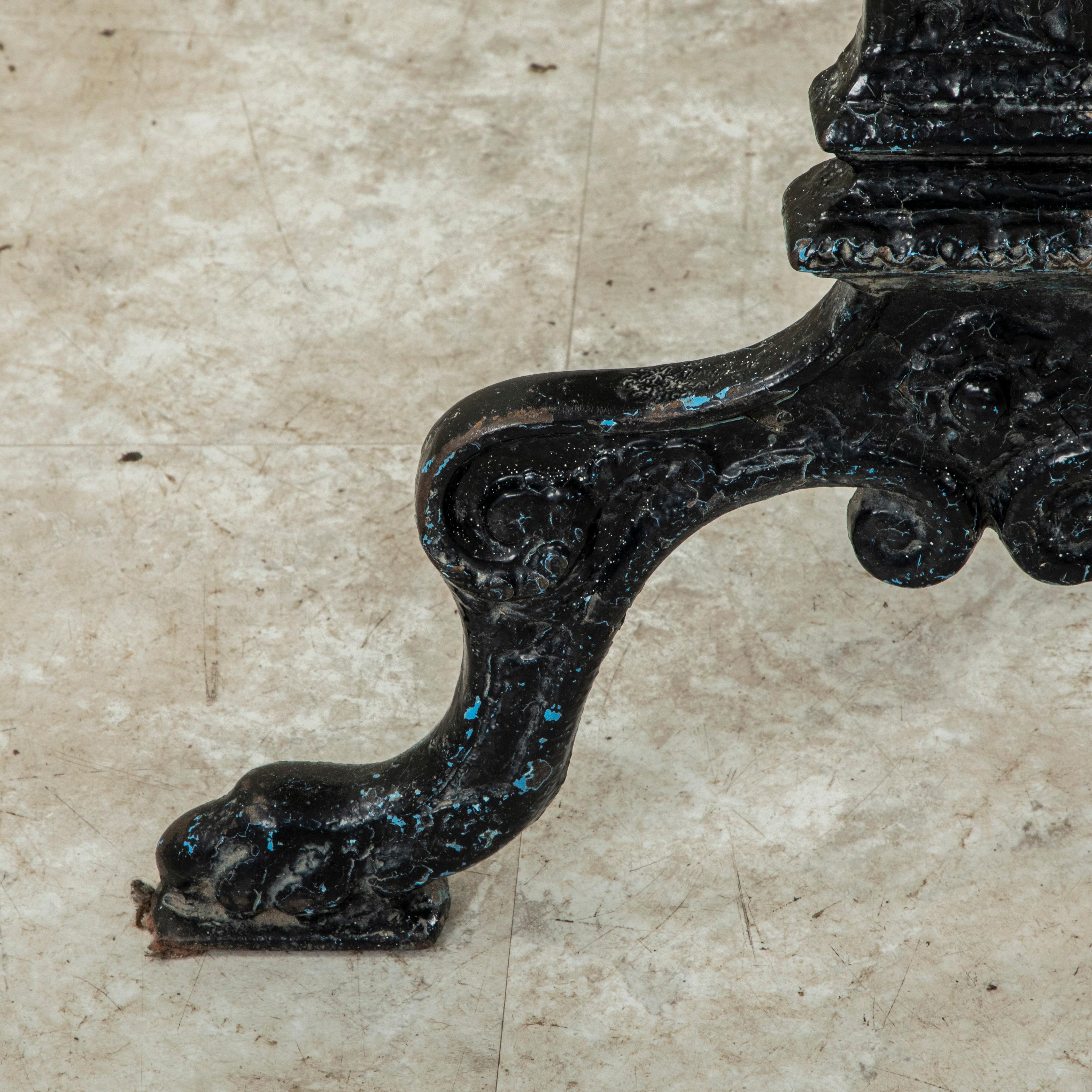 Late 19th Century French Painted Cast Iron and Marble Bistro Table, Garden Table For Sale 6