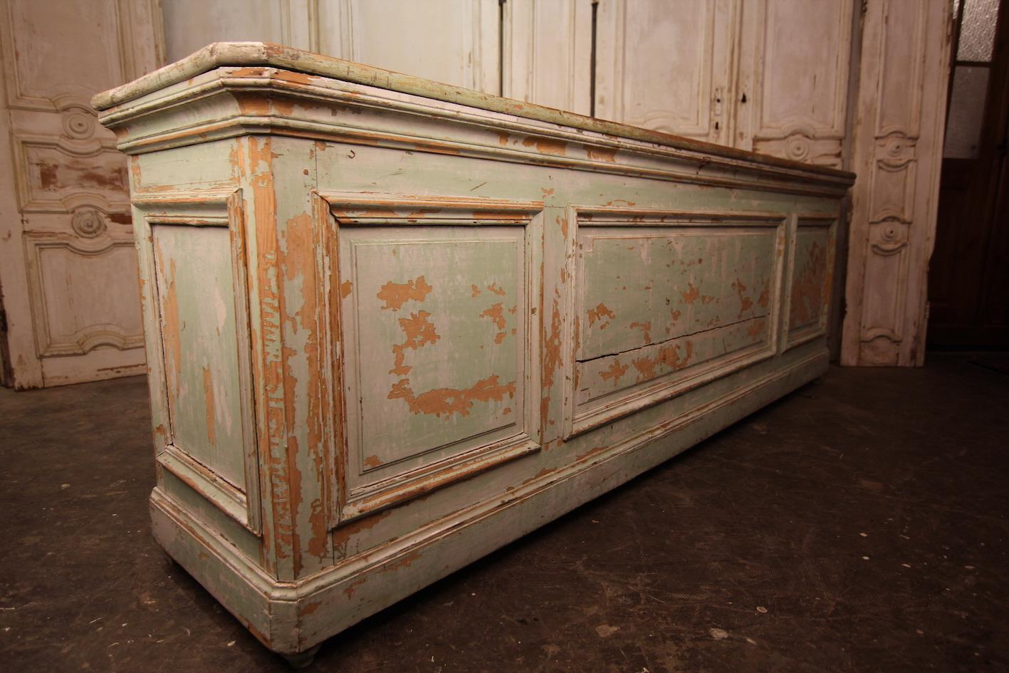 Pine Late 19th Century French Painted Shop Counter