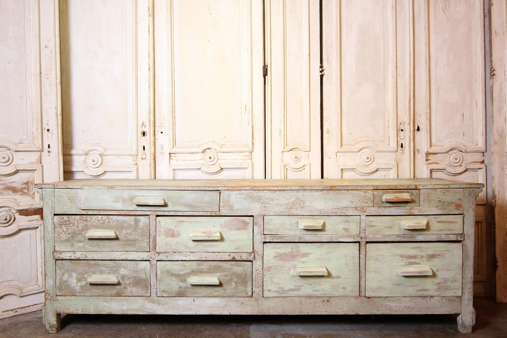 Late 19th Century French Painted Shop Counter 1
