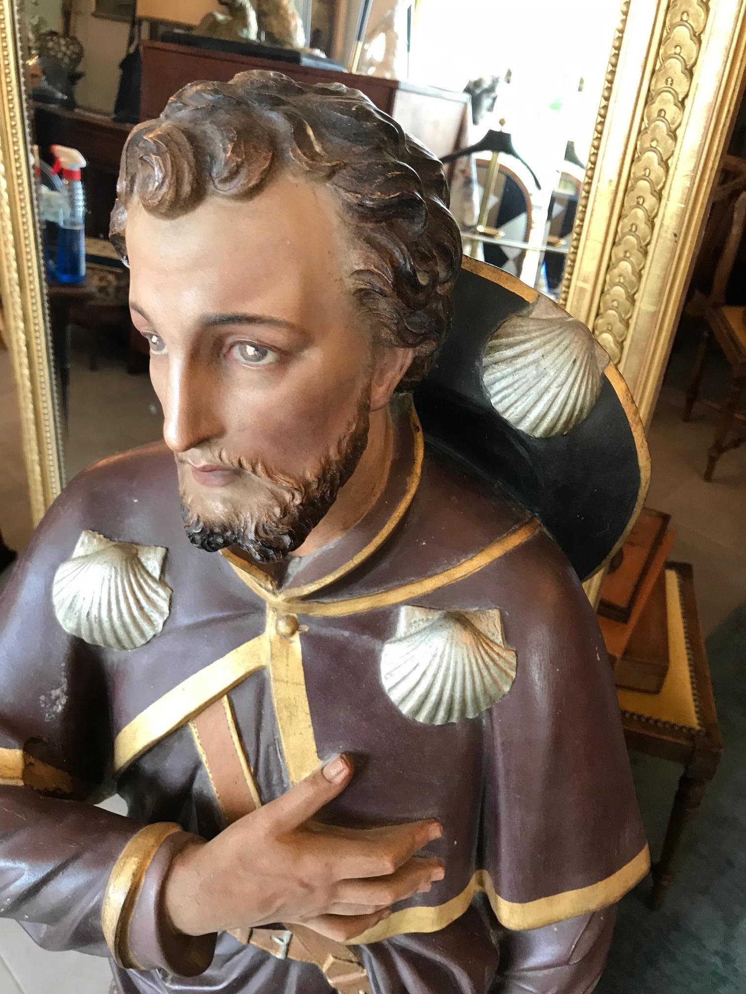 Late 19th Century French Painting Plaster Saint Roch Statue, 1884s 6