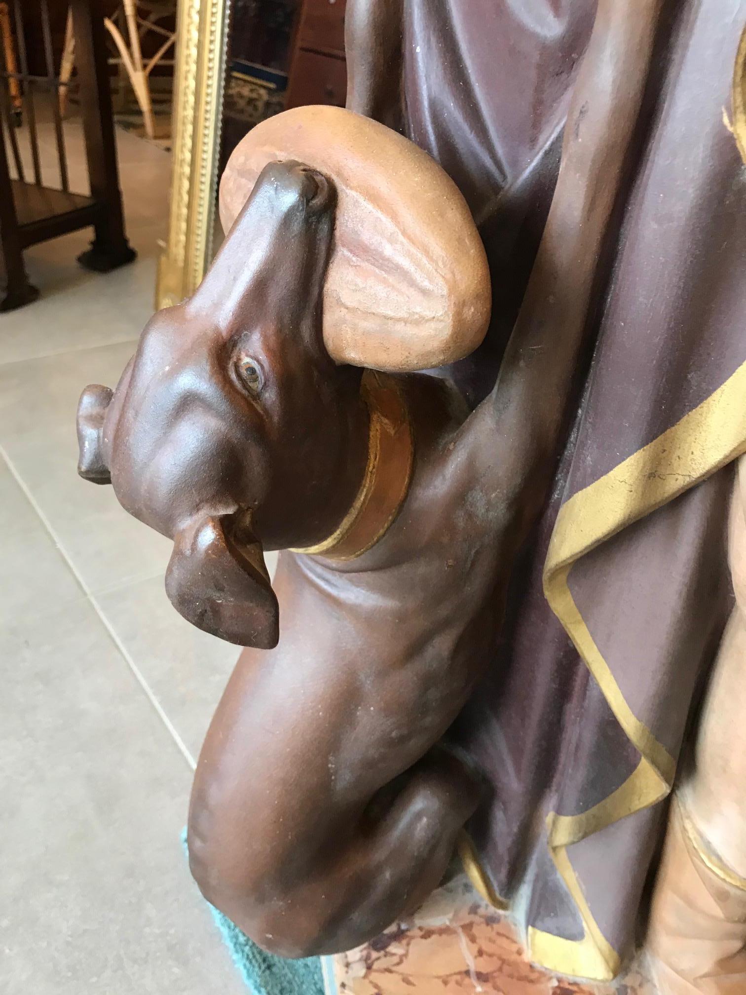 Late 19th Century French Painting Plaster Saint Roch Statue, 1884s 8