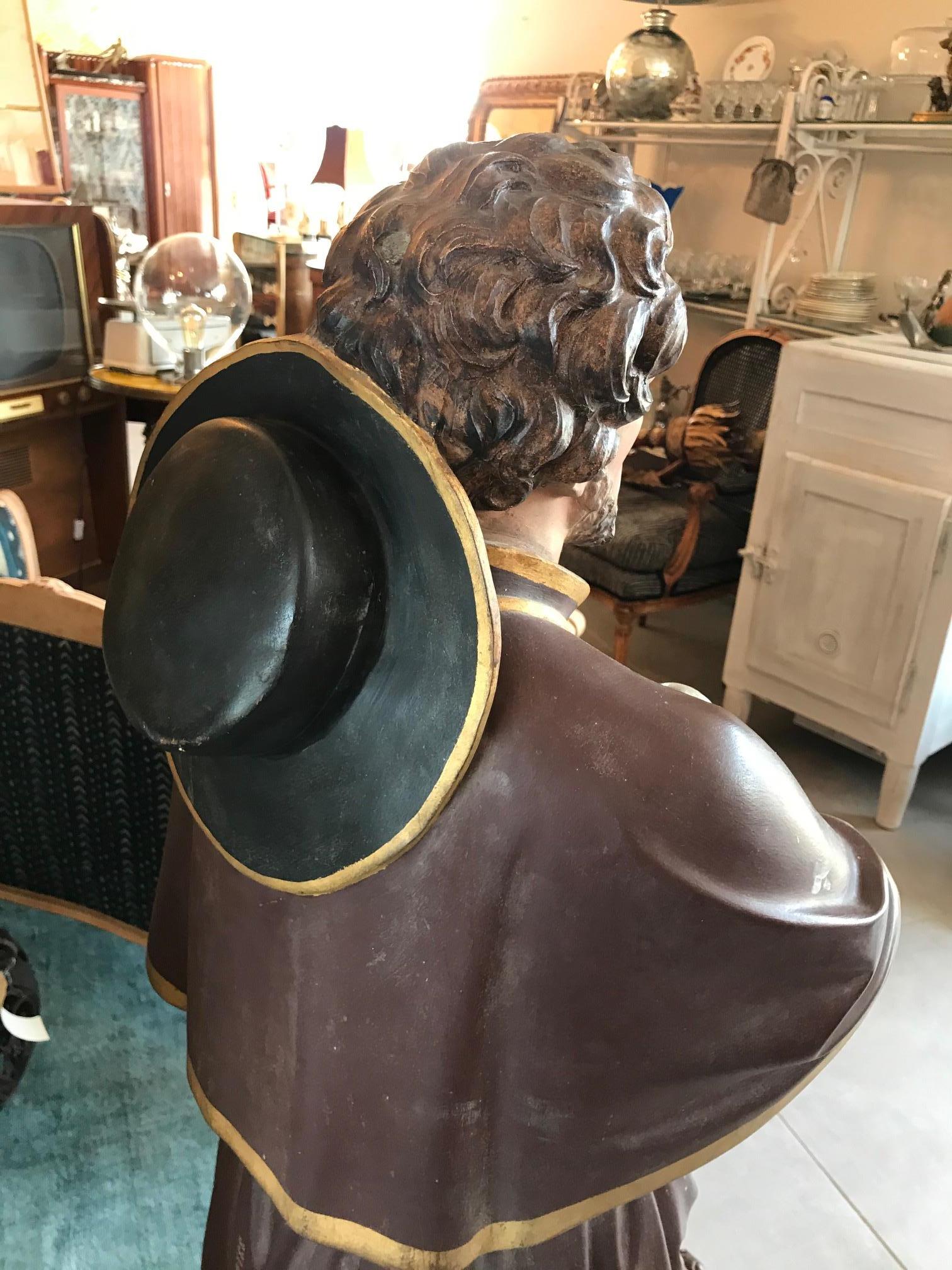 Late 19th Century French Painting Plaster Saint Roch Statue, 1884s 3