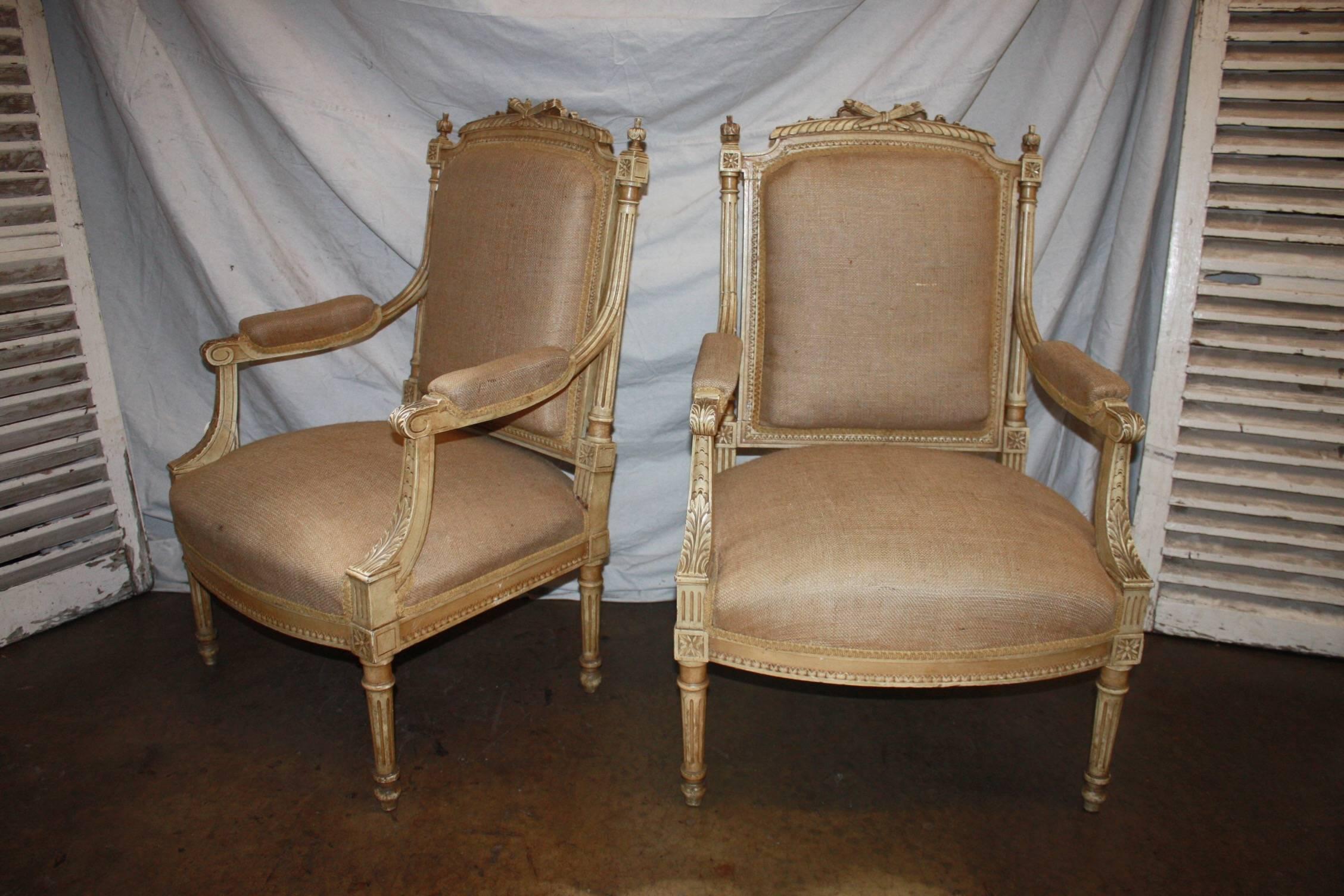 Late 19th century French pair of armchairs.