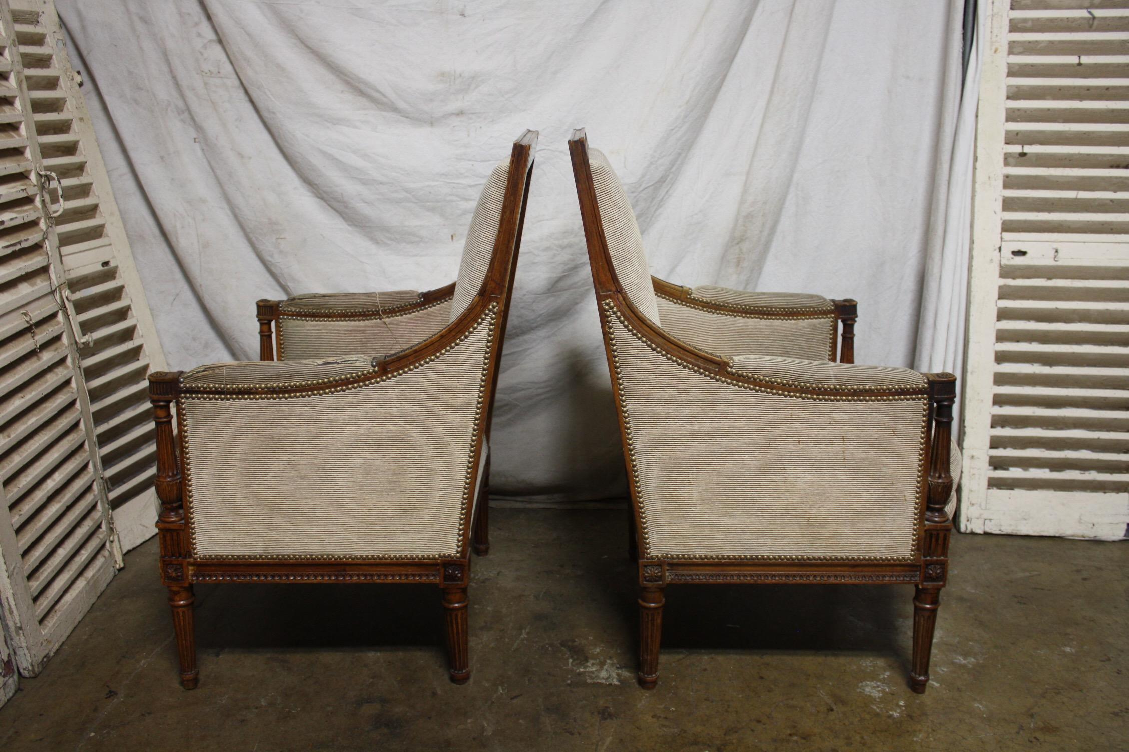 Late 19th Century French Pair of Bergere Chairs 5