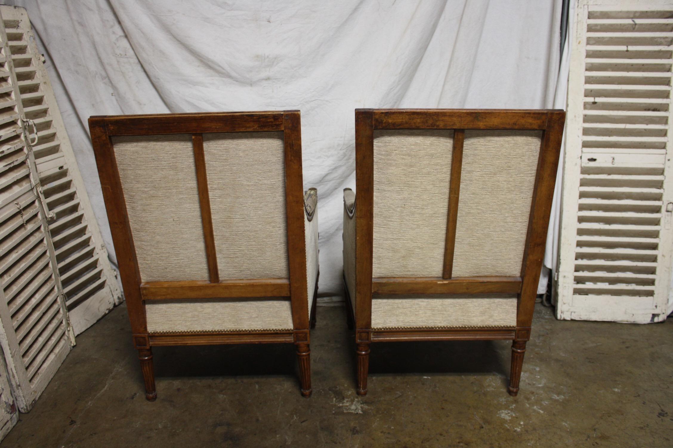 Late 19th Century French Pair of Bergere Chairs 6