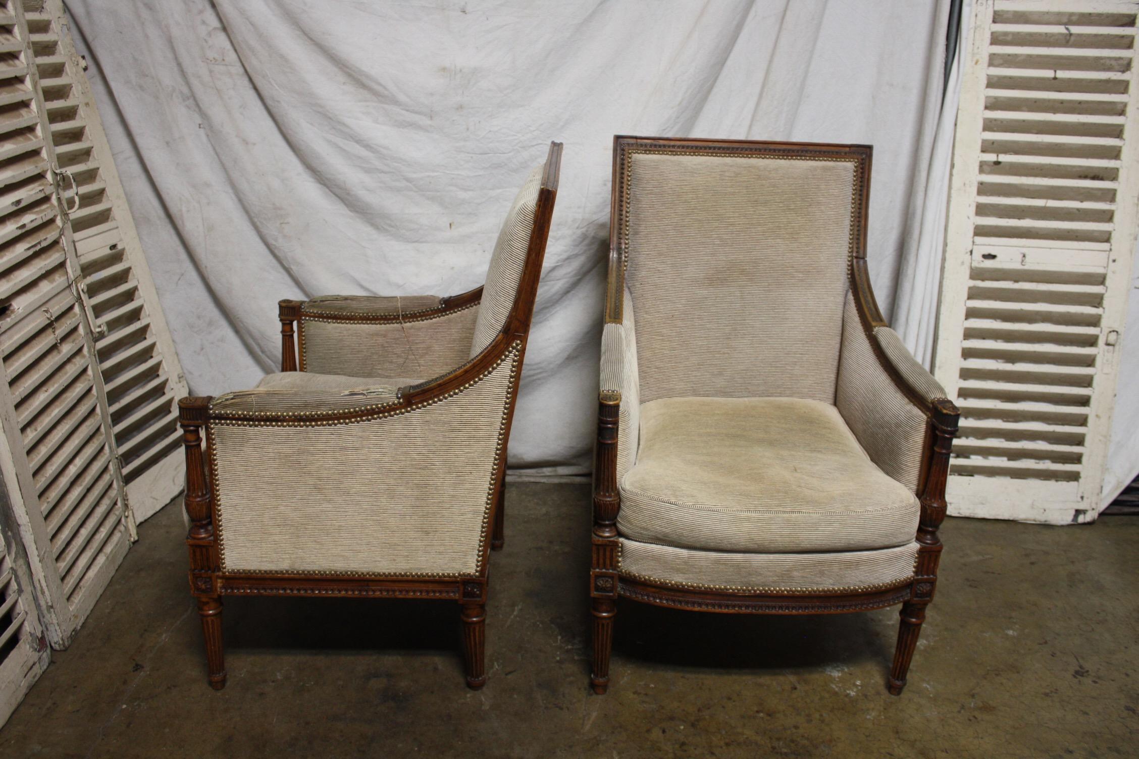 Late 19th Century French Pair of Bergere Chairs 7