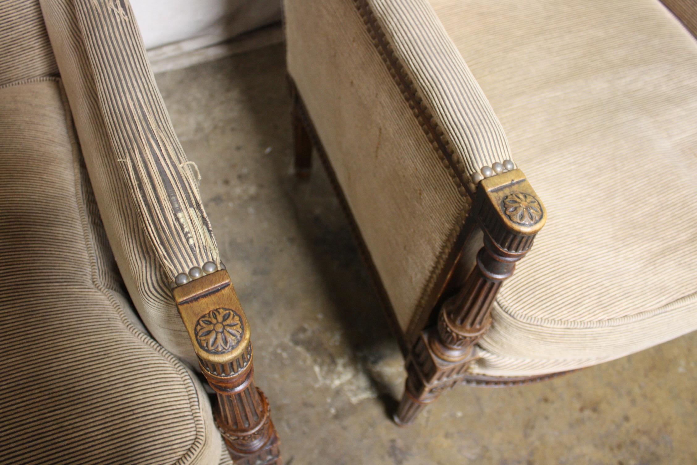 Late 19th Century French Pair of Bergere Chairs In Good Condition In Stockbridge, GA