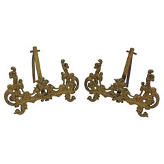 Late 19th Century French Pair of Cast Brass Picture Easles