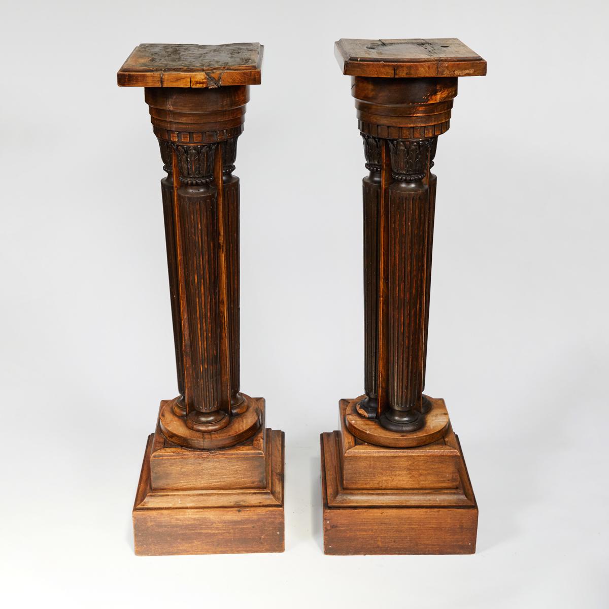 Carved Late 19th Century French Pair of Classical Pedestal Stand Plinths