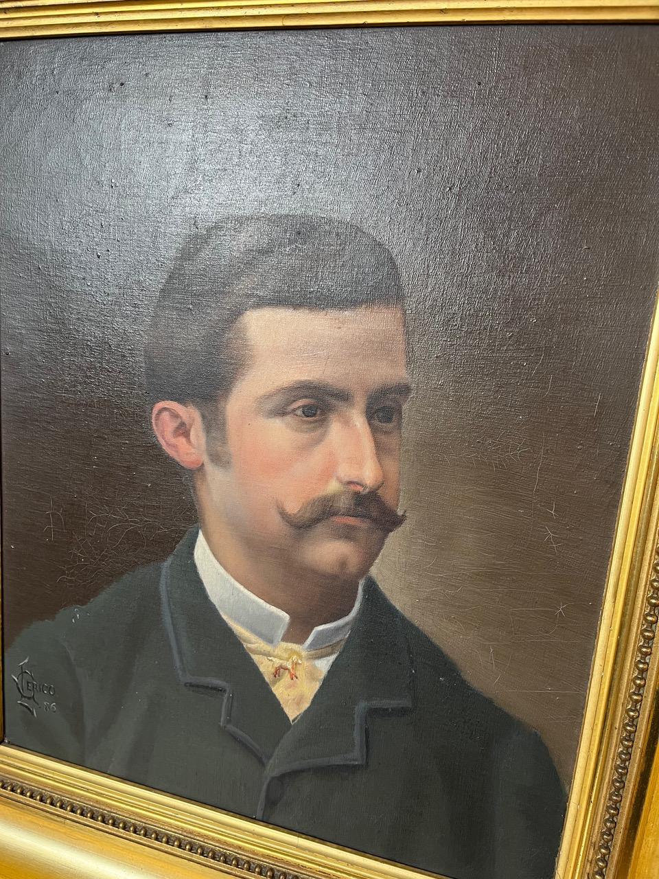 Late 19th century French Pair of Oil on Canvas Portrait, 1900s For Sale 6