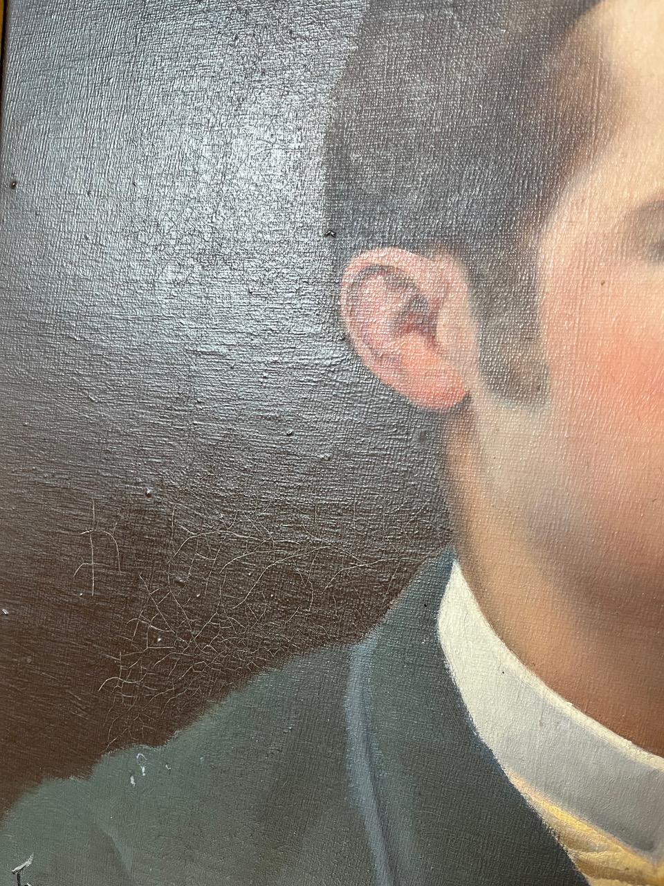 Late 19th century French Pair of Oil on Canvas Portrait, 1900s For Sale 13