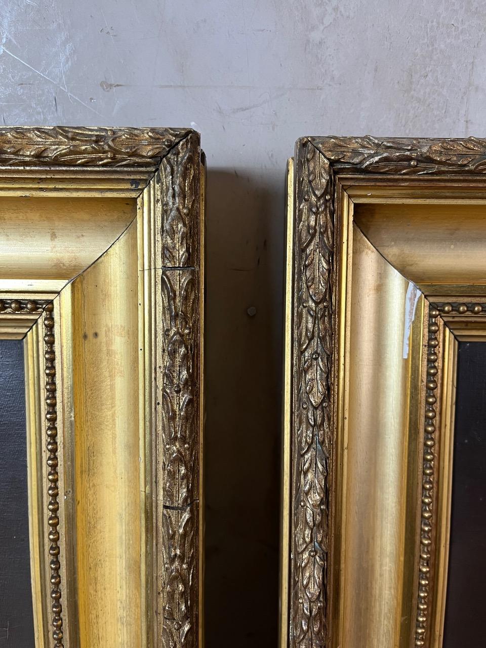 Late 19th century French Pair of Oil on Canvas Portrait, 1900s For Sale 5