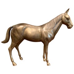 Late 19th Century French Patinated Brass Horse Sculpture Antique Late 19th Century French Patinated Brass Horse Sculpture
