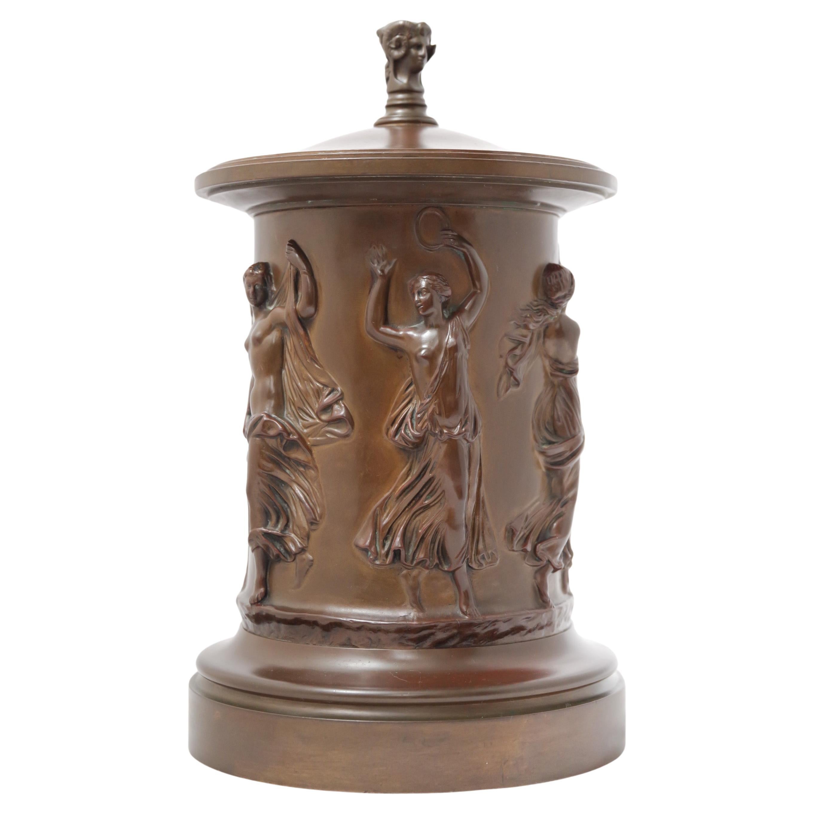 A Patinated Canister by the Barbedienne Foundry of Paris For Sale