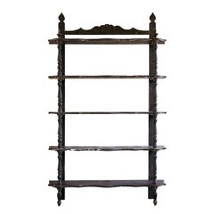 Late 19th Century French Pharmacy Wall Shelf in Brown Painted Wood
