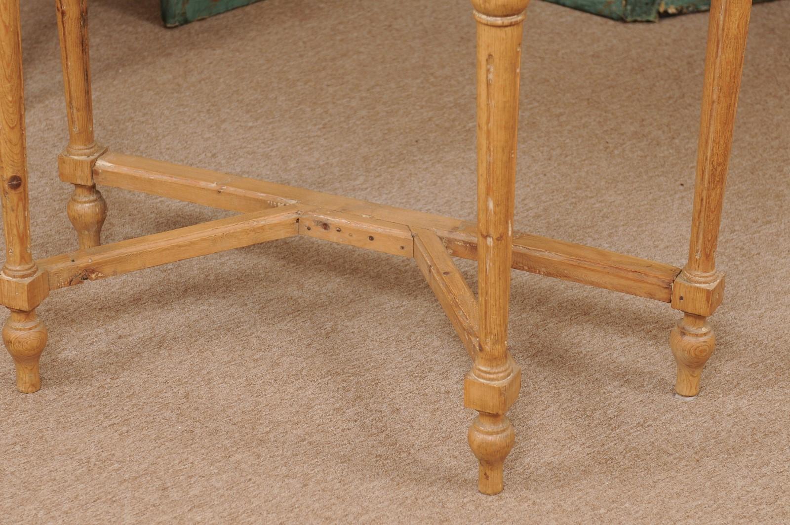 Late 19th Century French Pine Console Table with Fluted Legs & Inset Marble Top For Sale 8