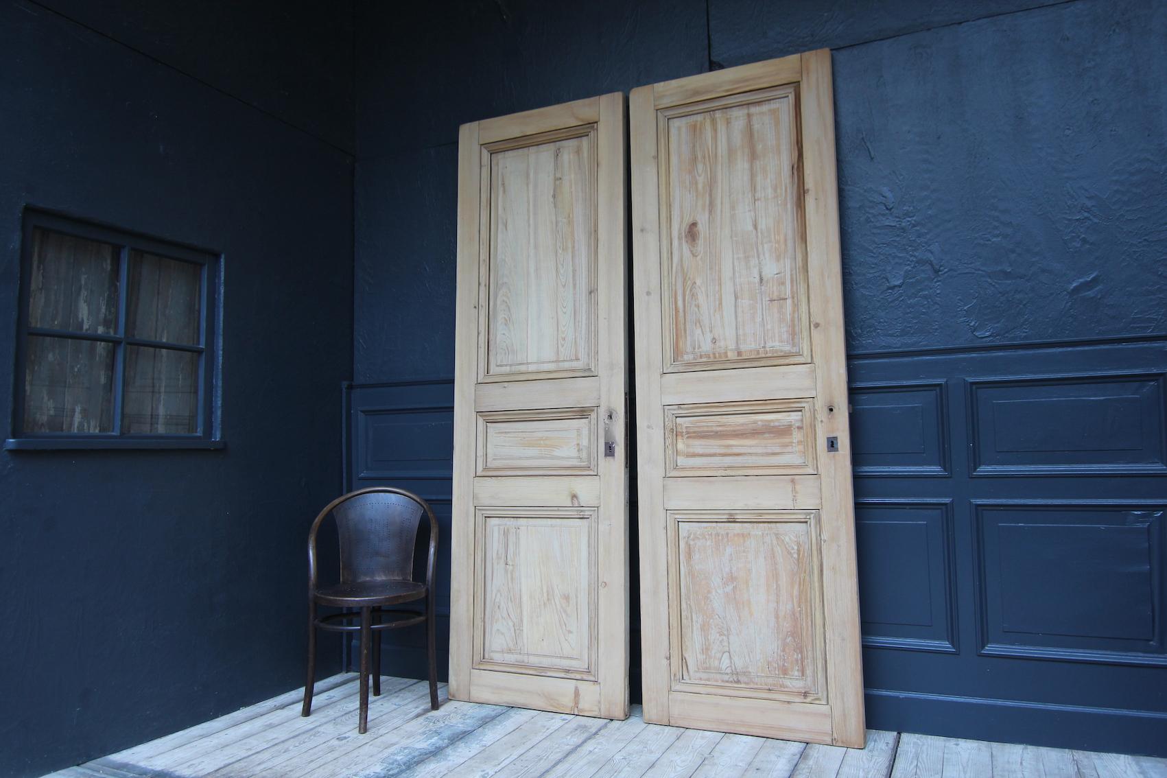 Late 19th Century French Pine Doors, Set of 2 In Good Condition For Sale In Dusseldorf, DE