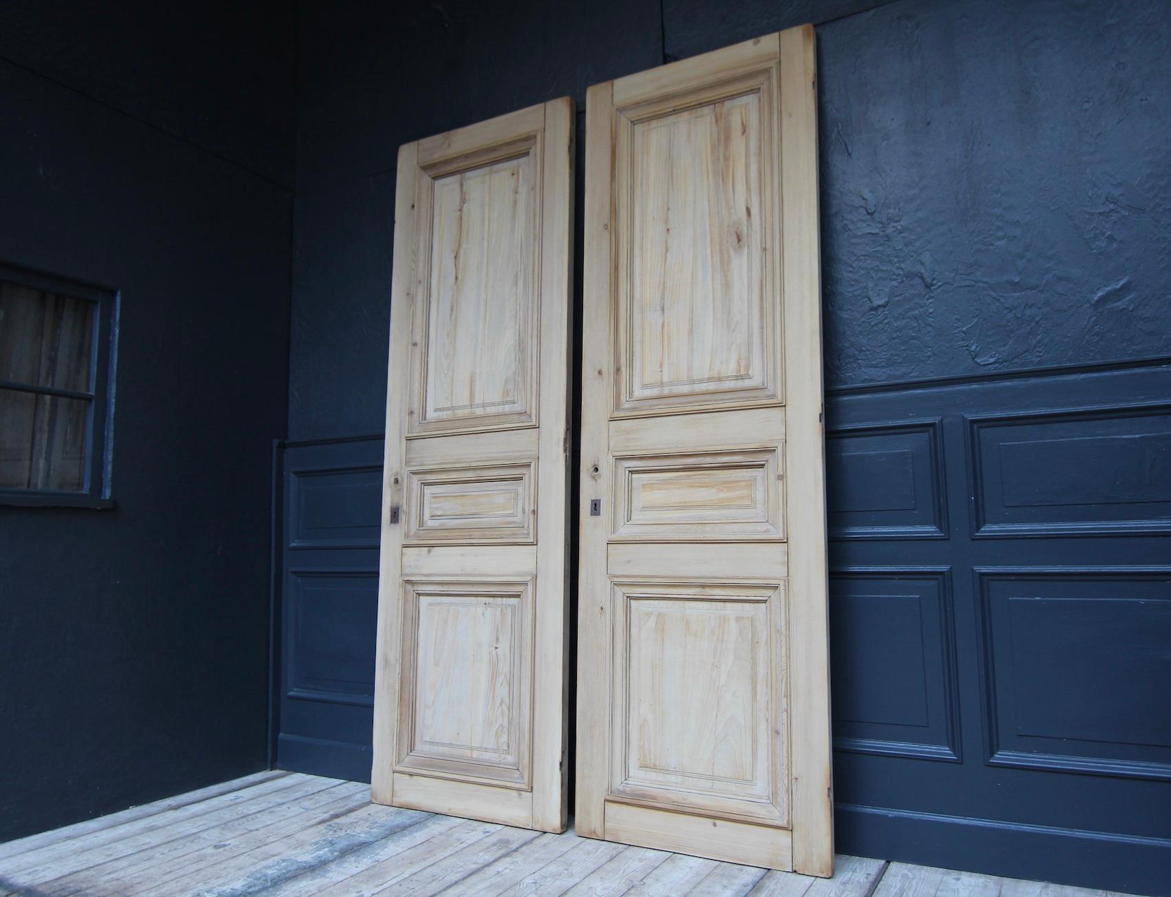 Late 19th Century French Pine Doors, Set of 2 In Good Condition For Sale In Dusseldorf, DE