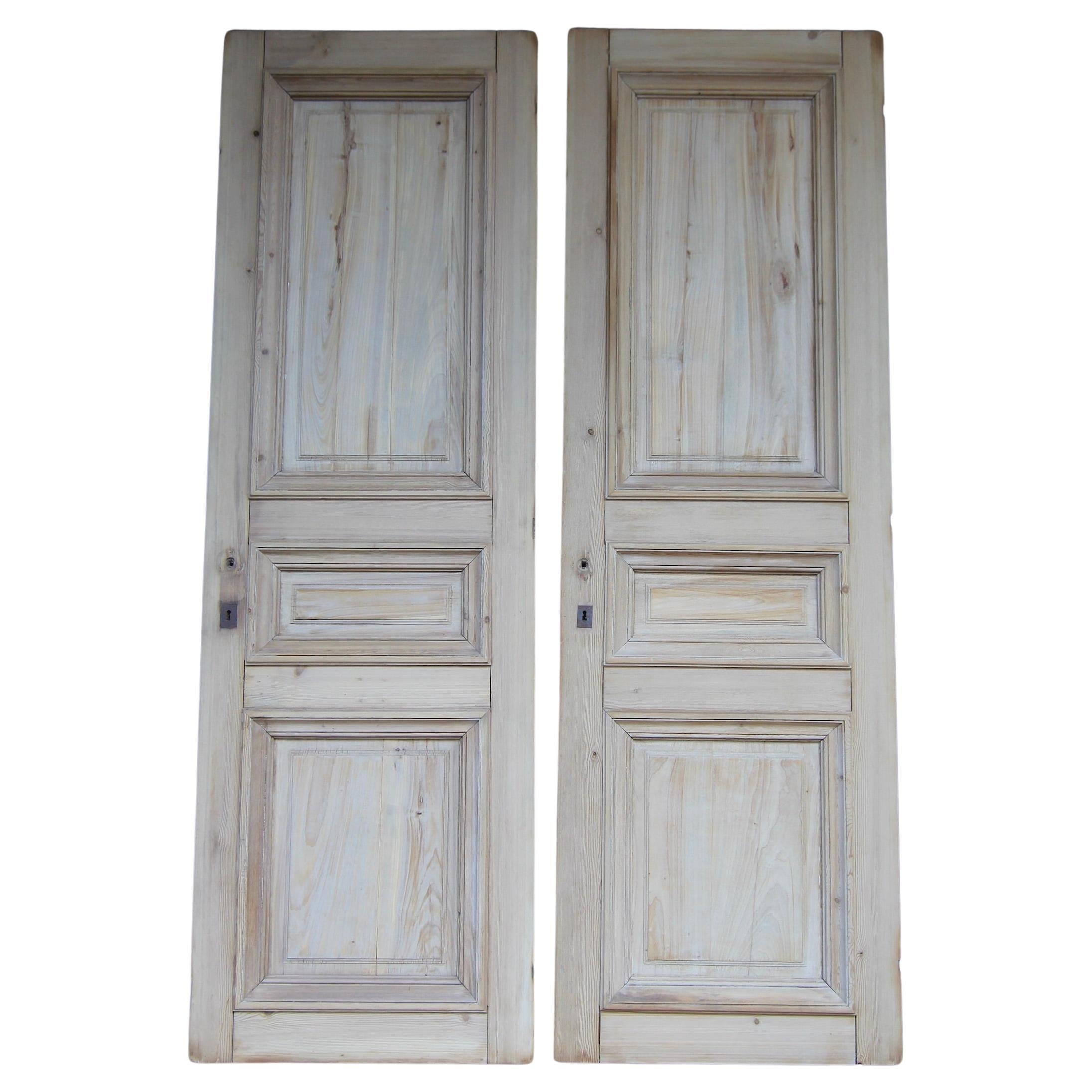 Late 19th Century French Pine Doors, Set of 2 For Sale