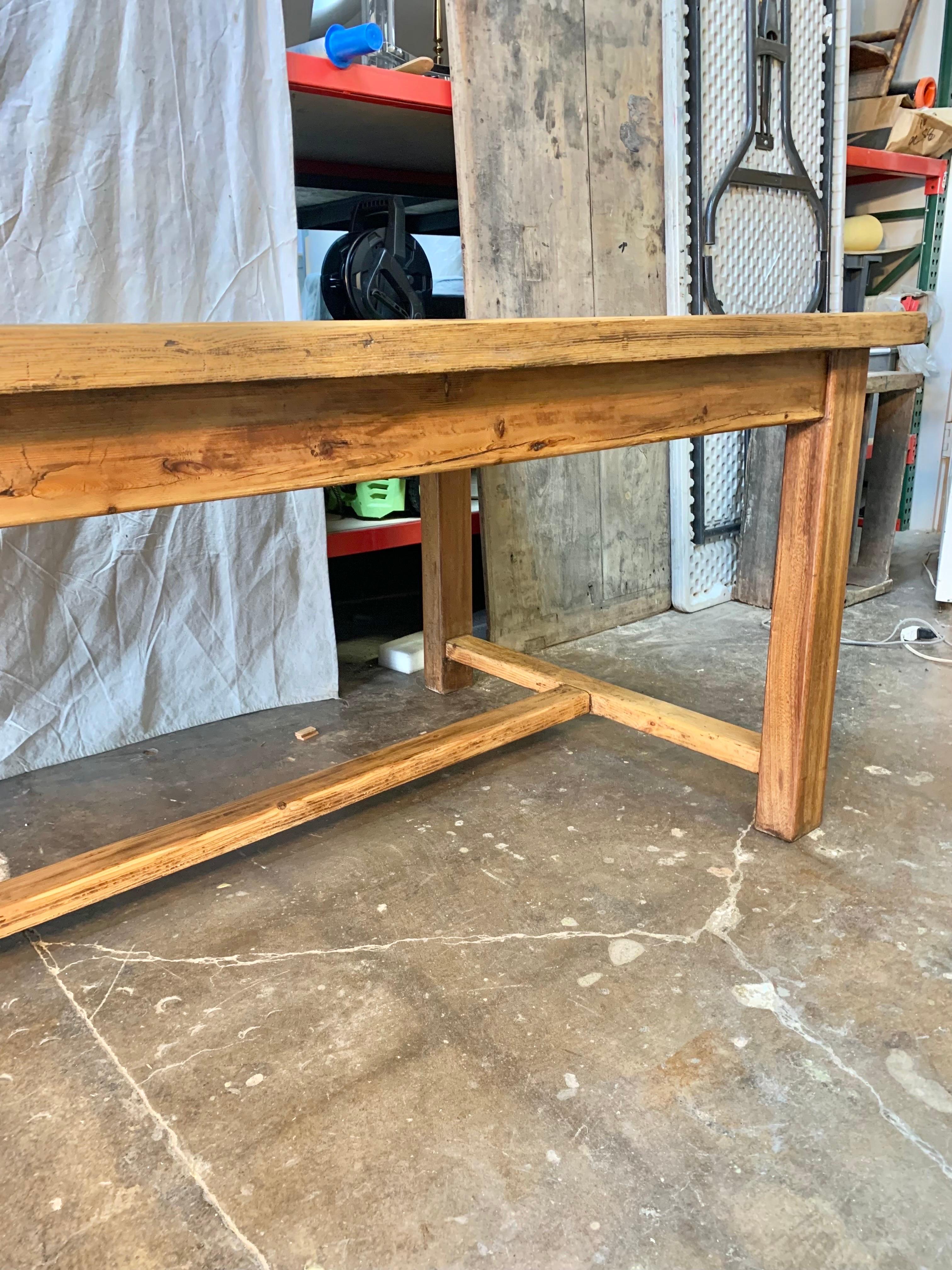 Late 19th Century French Pine Farm Table For Sale 1