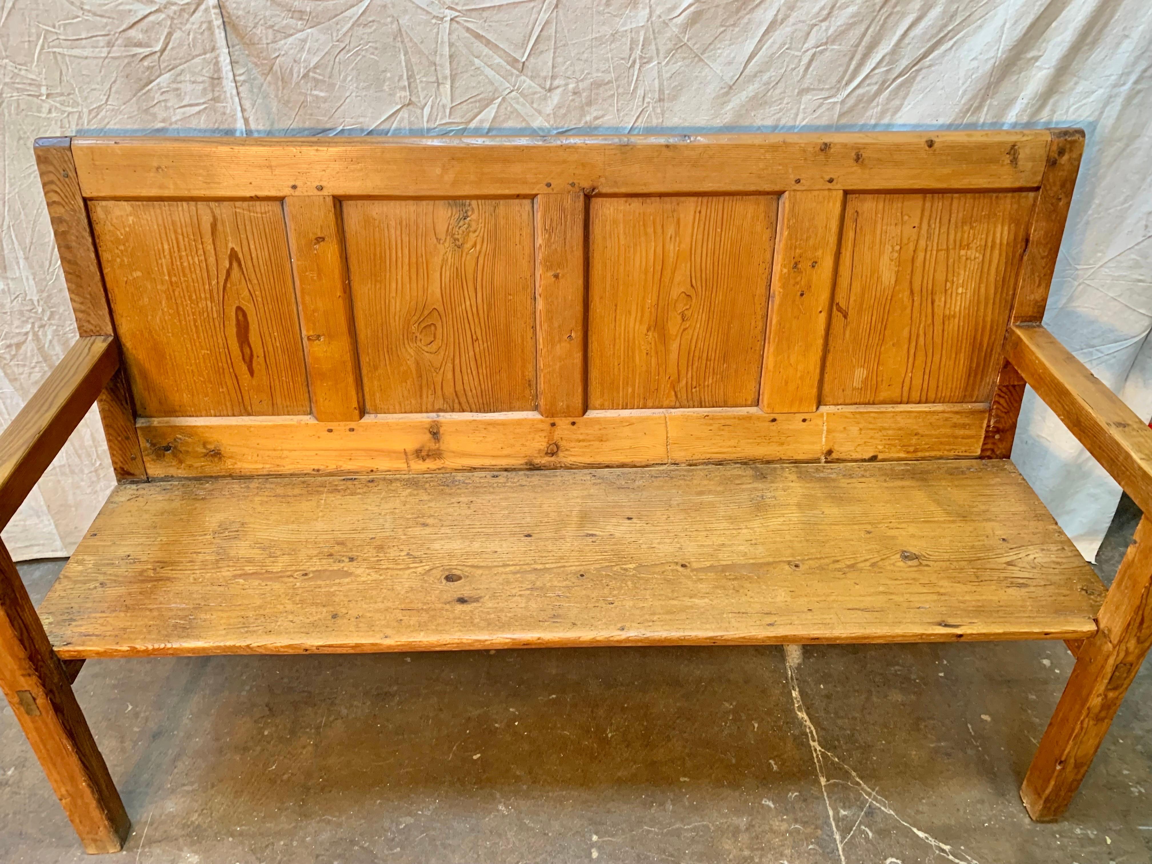 Late 19th Century French Pine Louis Philippe Bench 1