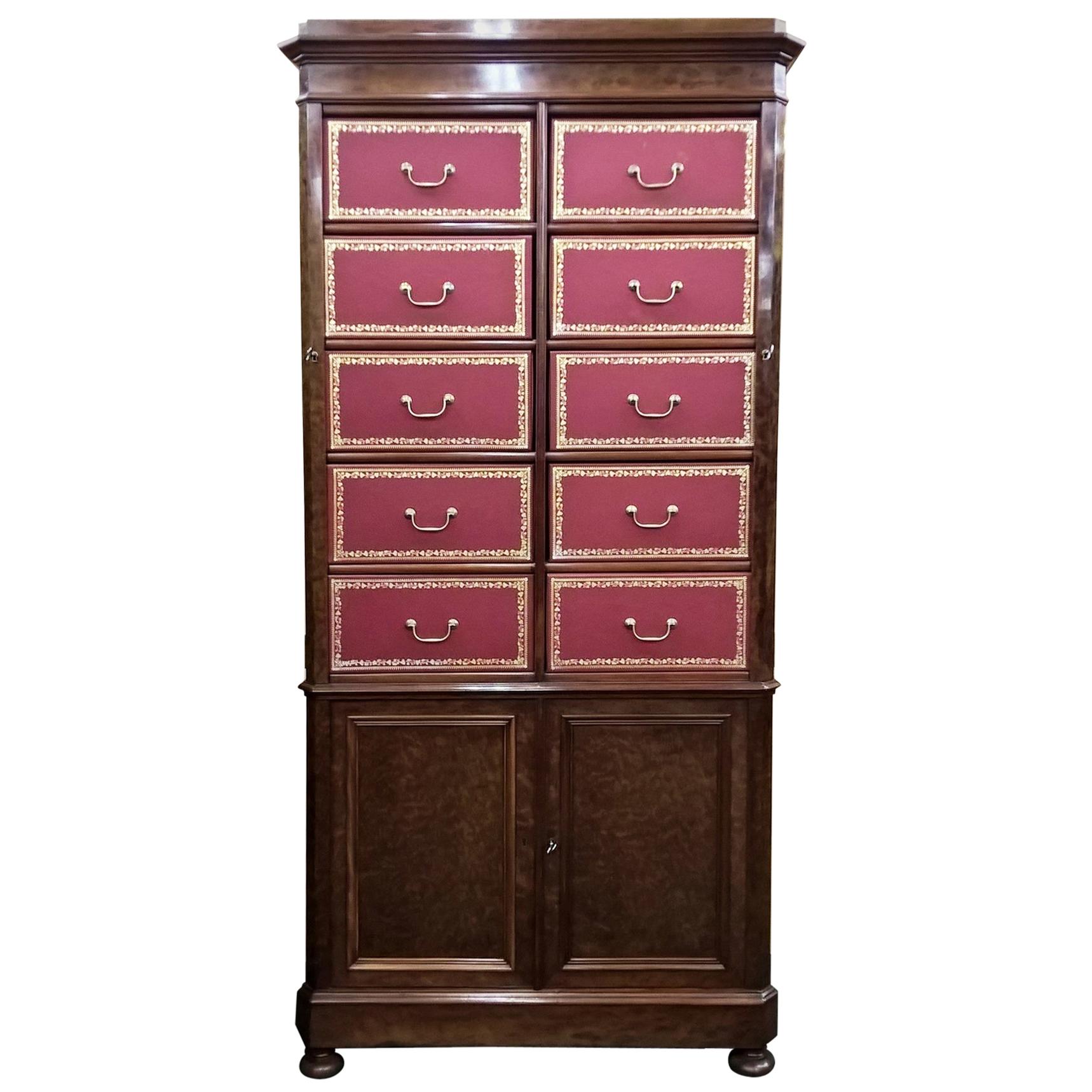 Late 19th Century French Plum Pudding Mahogany Cabinet  For Sale