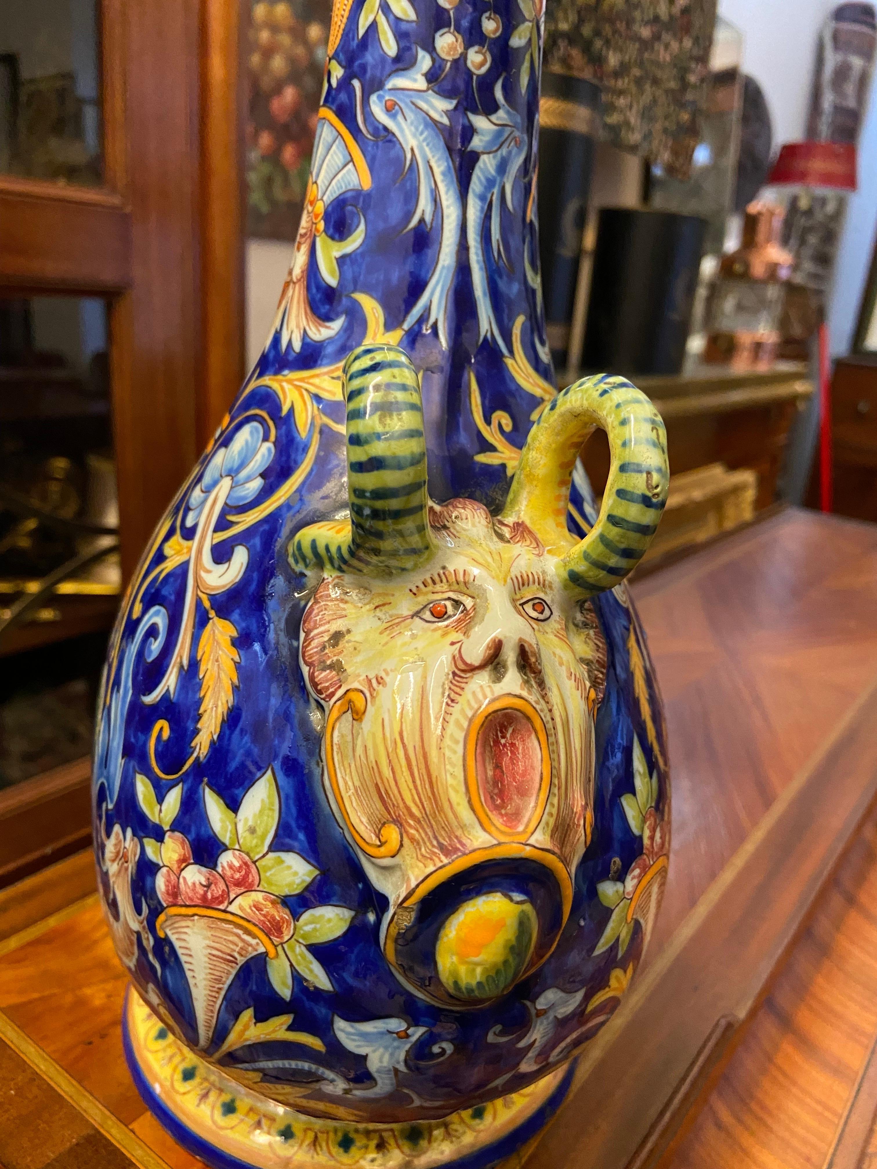 Late 19th Century French Polychromatic Desvres Ceramic Vase or Centrepiece For Sale 1
