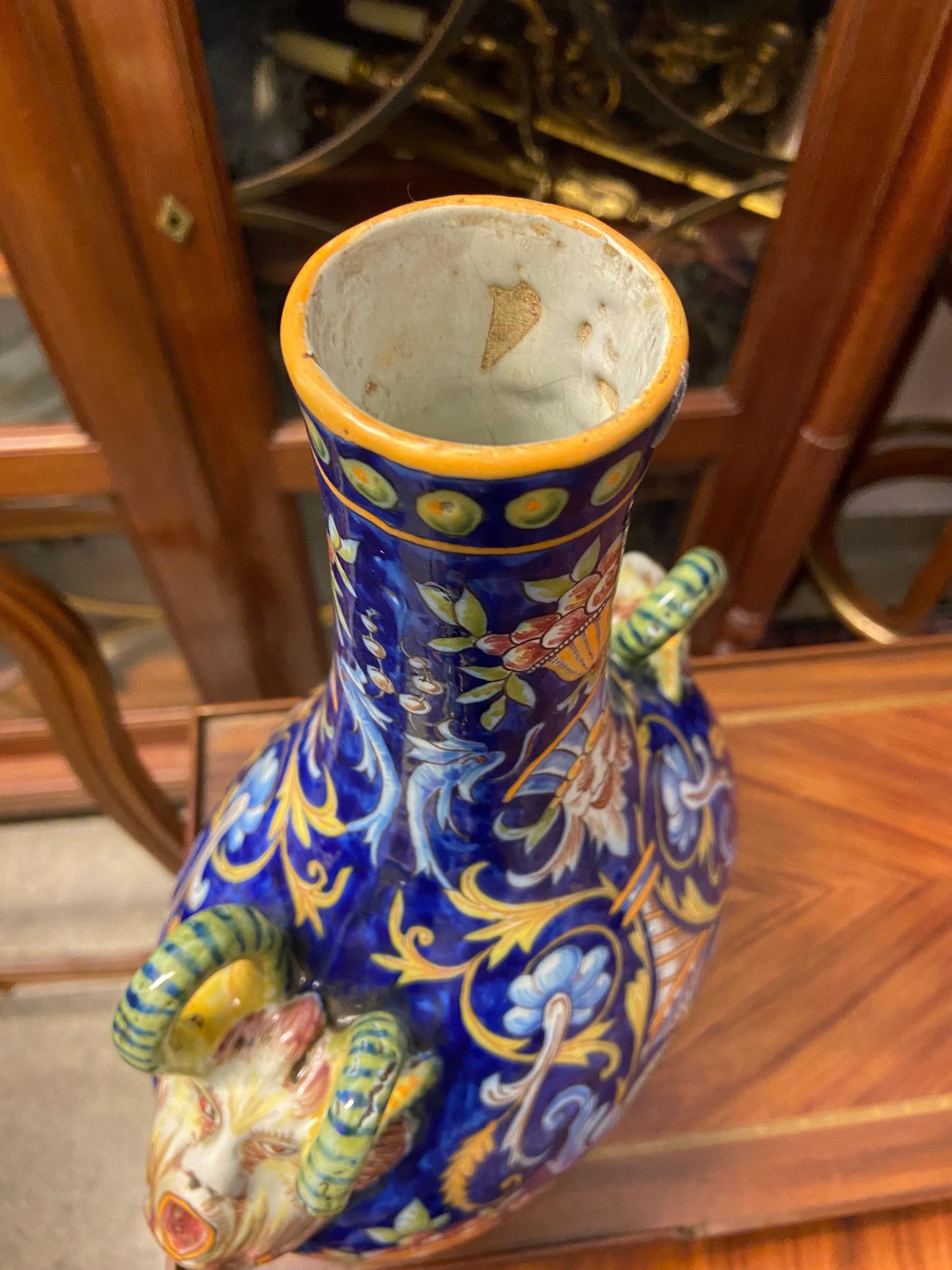 Late 19th Century French Polychromatic Desvres Ceramic Vase or Centrepiece For Sale 2