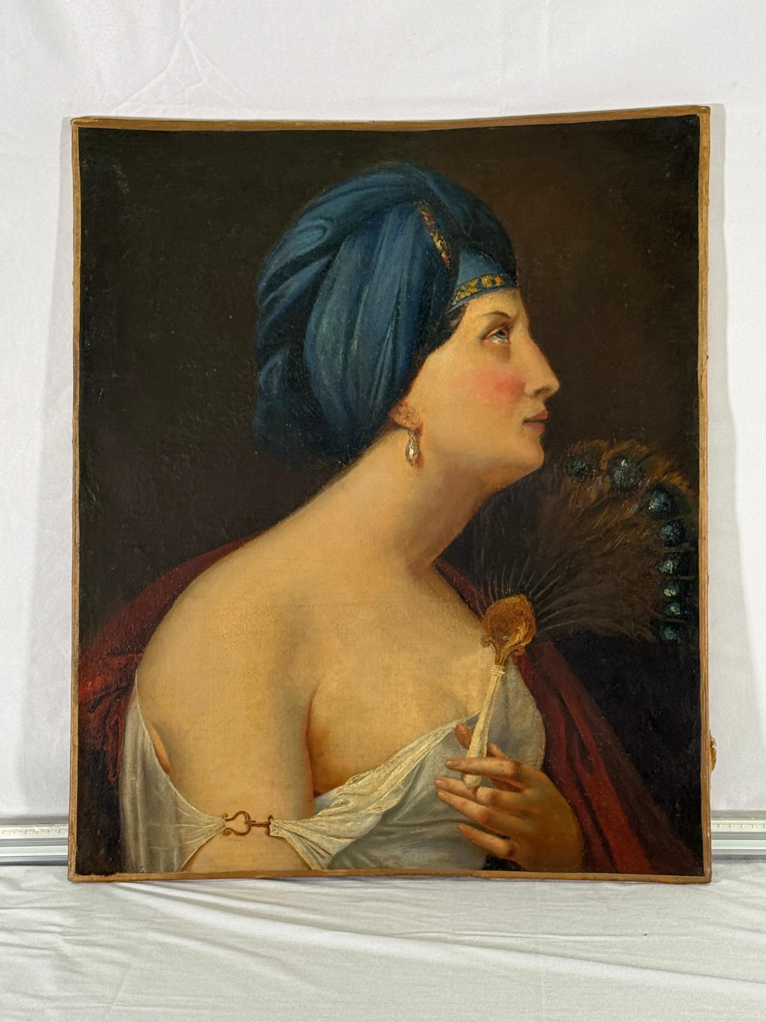 Spätes 19. Jahrhundert Französisch Porträt Schauspielerin Madam George. 
Ausgezeichneter Zustand, schönes Gemälde in Frankreich gekauft. 
Altersgerechte Abnutzung, siehe Detailfotos oder Nachricht an uns bei Fragen. 