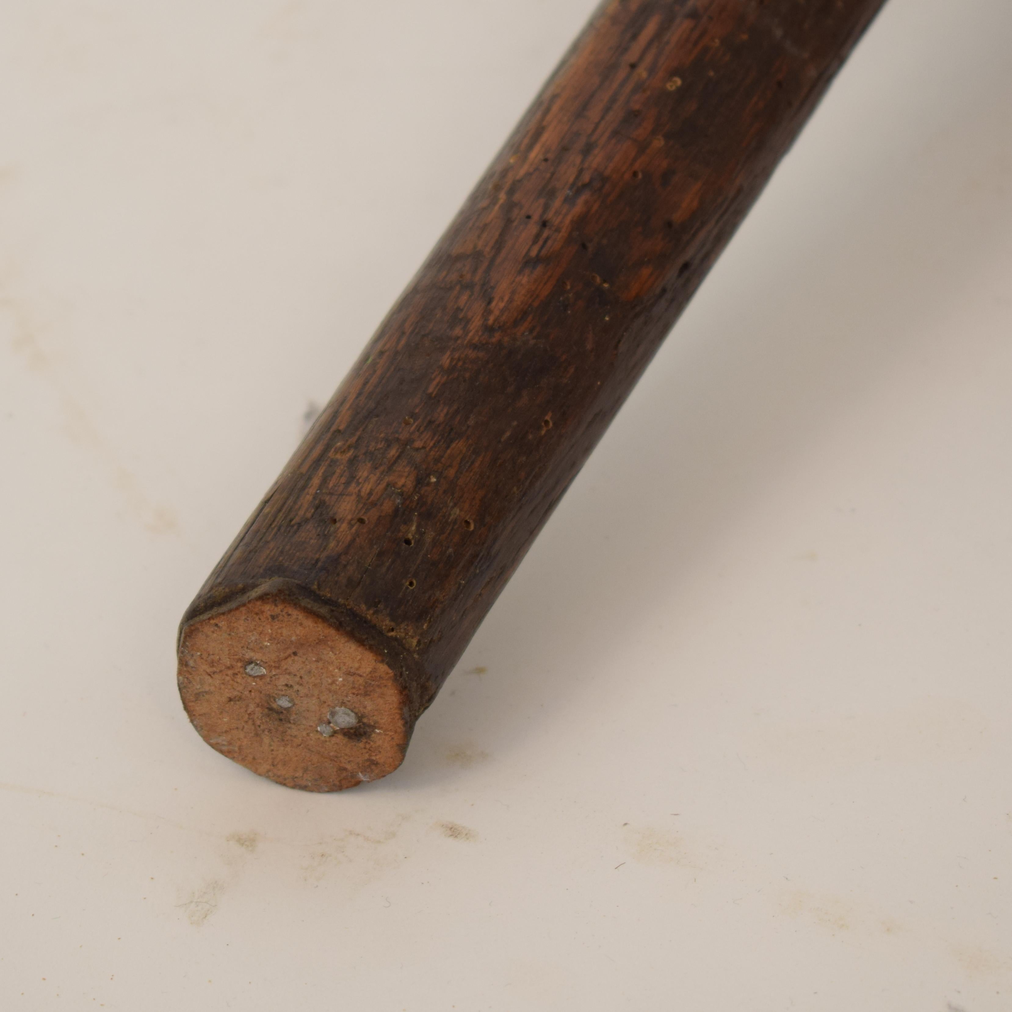 Late 19th Century French Primitive Wabi Sabi Elm Country Splayed Leg Wood Stool 11