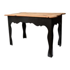 Late 19Th. Century. French Provencal Table With Natural Wood Scrolled Top & Legs