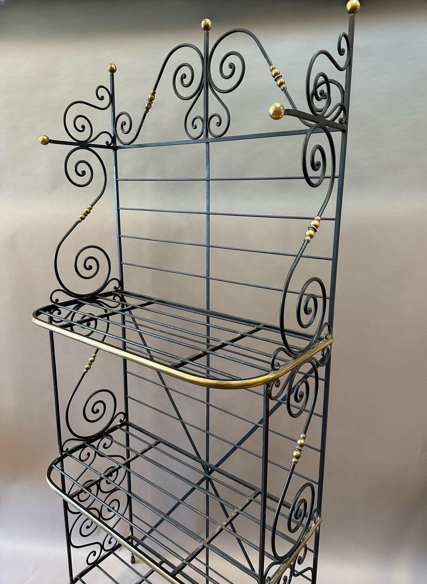 Late 19th Century French Provincial Brass and Steel Bakers Rack.  For Sale 3