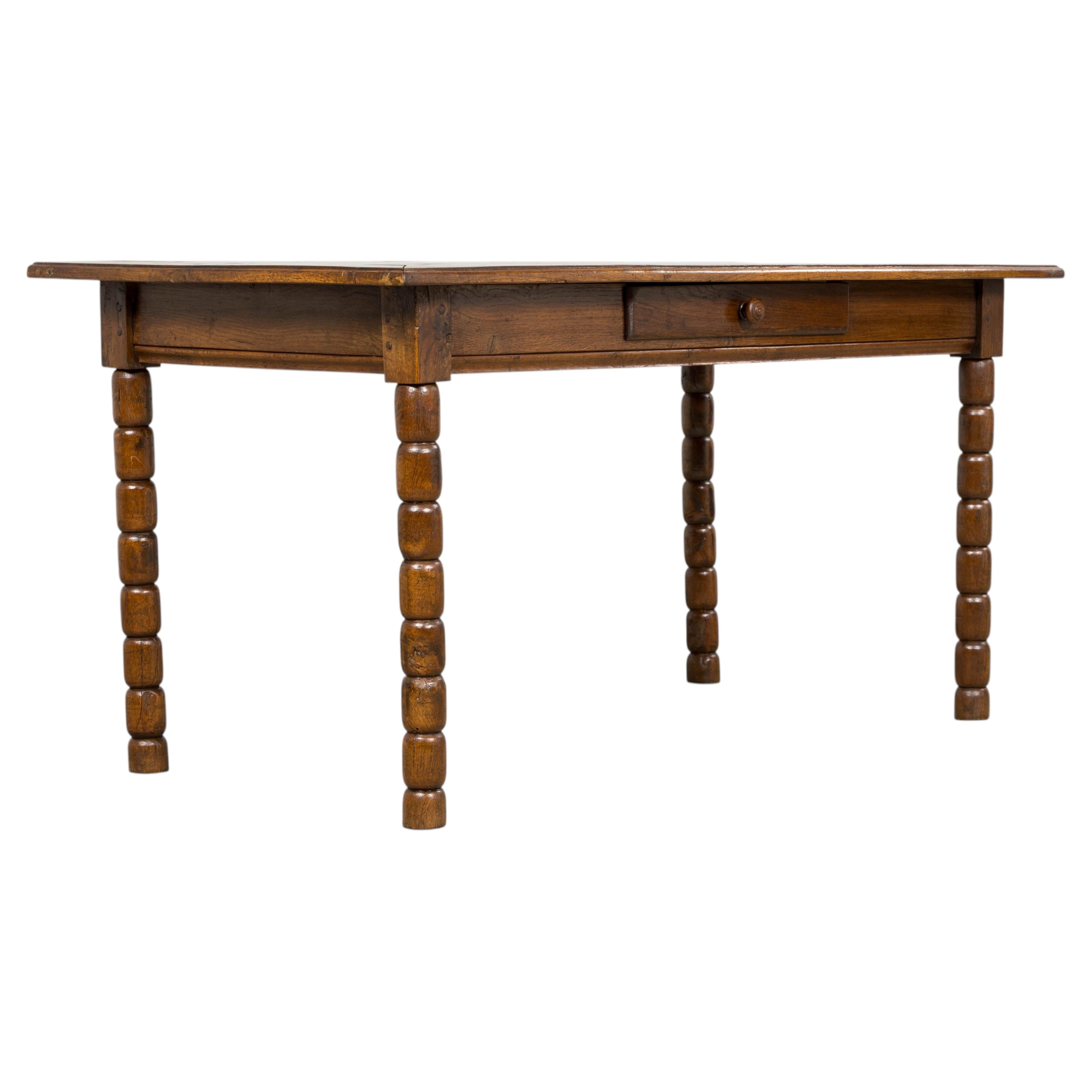 Late 19th Century French Provincial Oak Farm Table