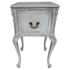 Late 19th Century French Provincial Painted Nightstand End Table w Drawer