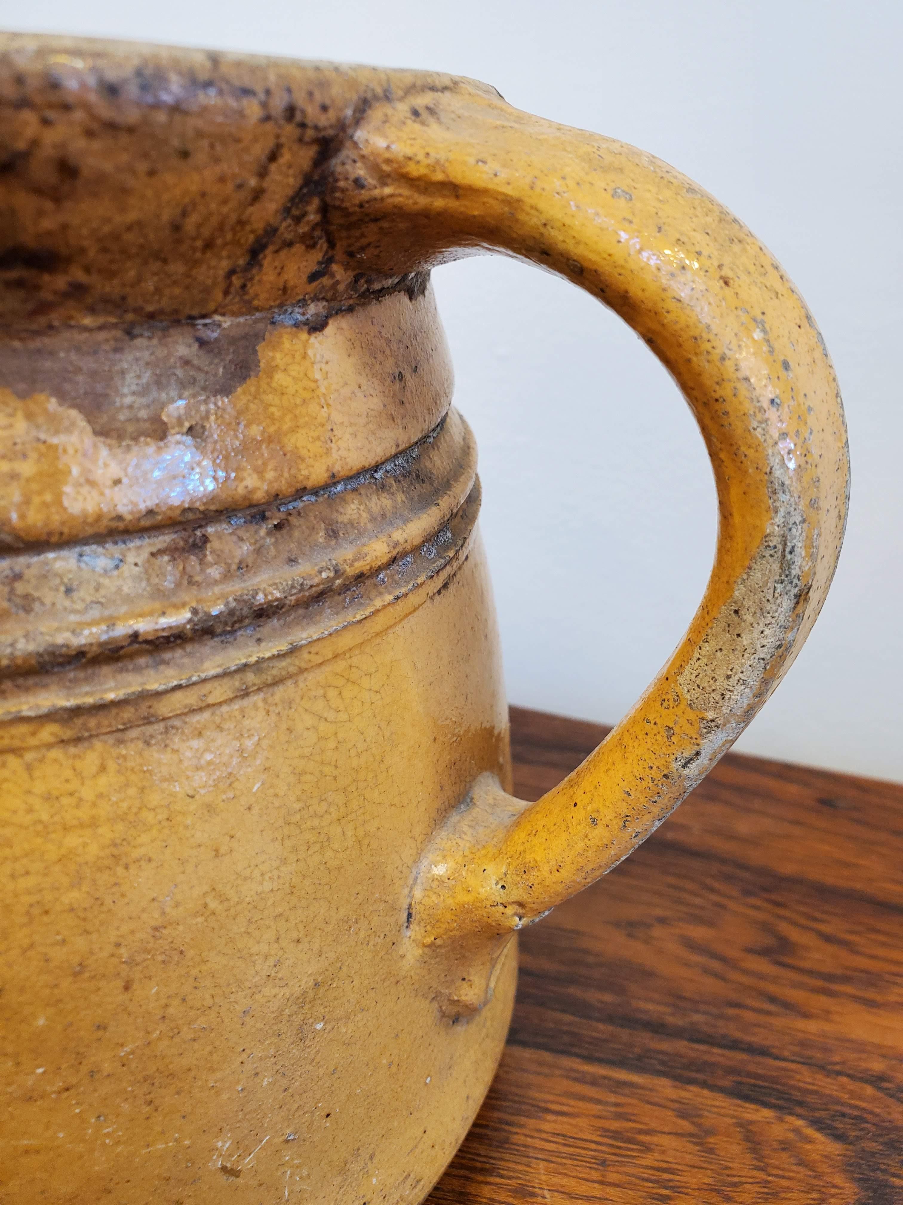 Late 19th Century French Provincial Painted Terra Cotta Pitcher or Wine Jug 4