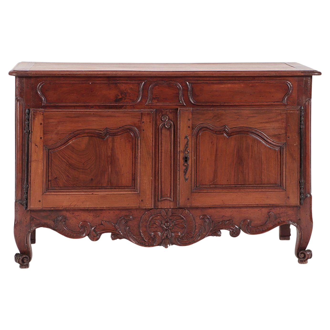 Late 18th Century Louis XV Style French Provincial Walnut Two Door Buffet For Sale