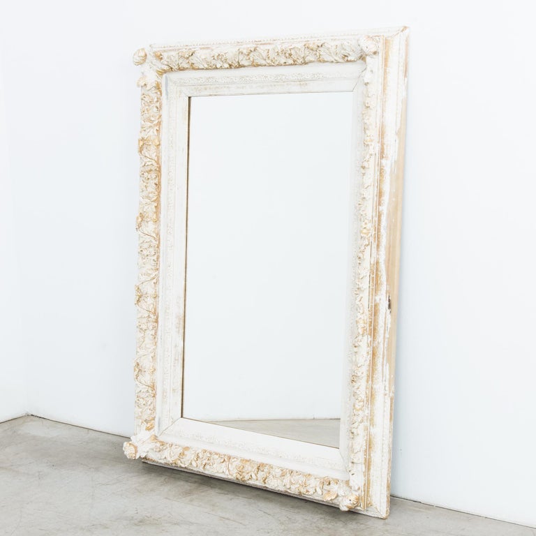 Late 19th Century French Provincial White and Gold Mirror For Sale at