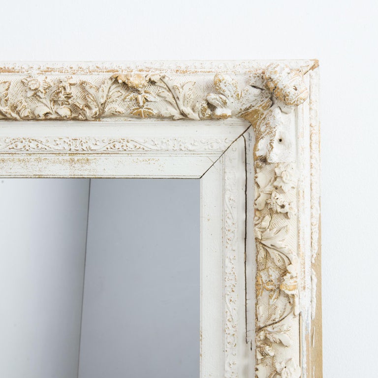 Late 19th Century French Provincial White and Gold Mirror For Sale at
