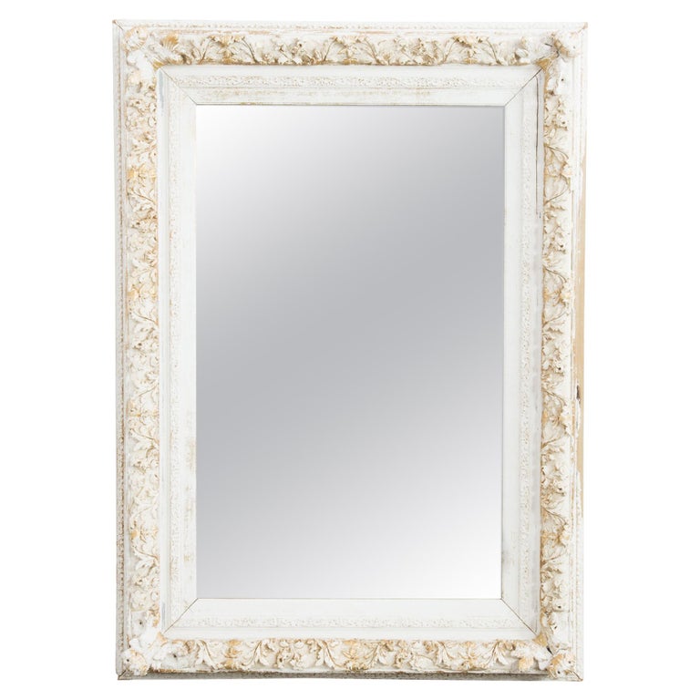 Late 19th Century French Provincial White and Gold Mirror For Sale at