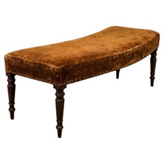 Panca da finestra in stile provenzale francese della fine del XIX secolo, rivestita in velluto color cognac