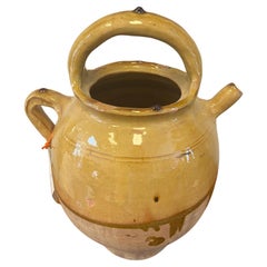 Late 19th Century French Provincial Yellow Glaze Terra Cotta Wine Jug