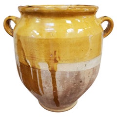 Antique Late 19th Century French Provincial Yellow Glazed Terra Cotta Confit Pot
