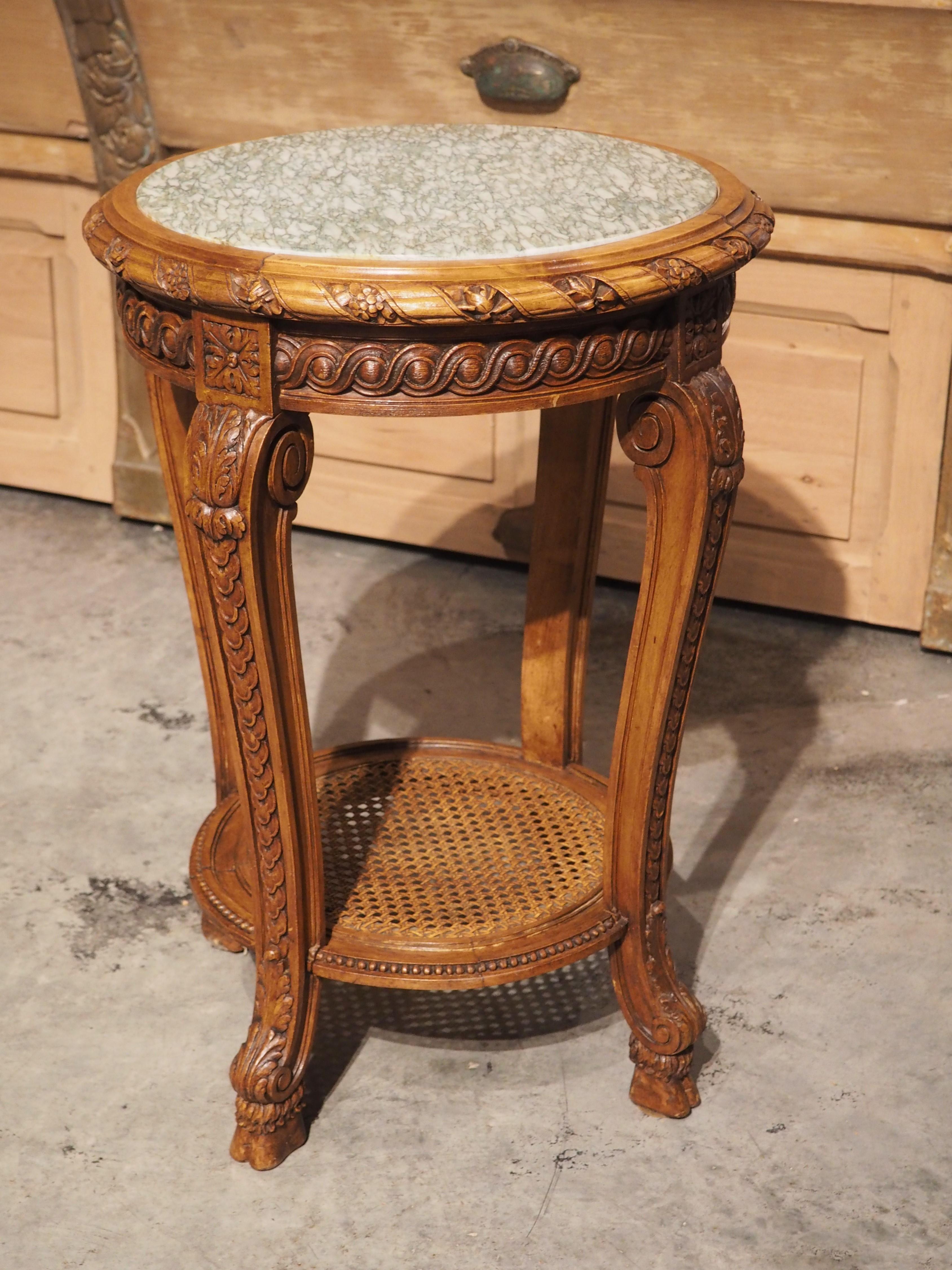 Hand-Carved Late 19th Century French Regence Style Marble Top Side Table For Sale