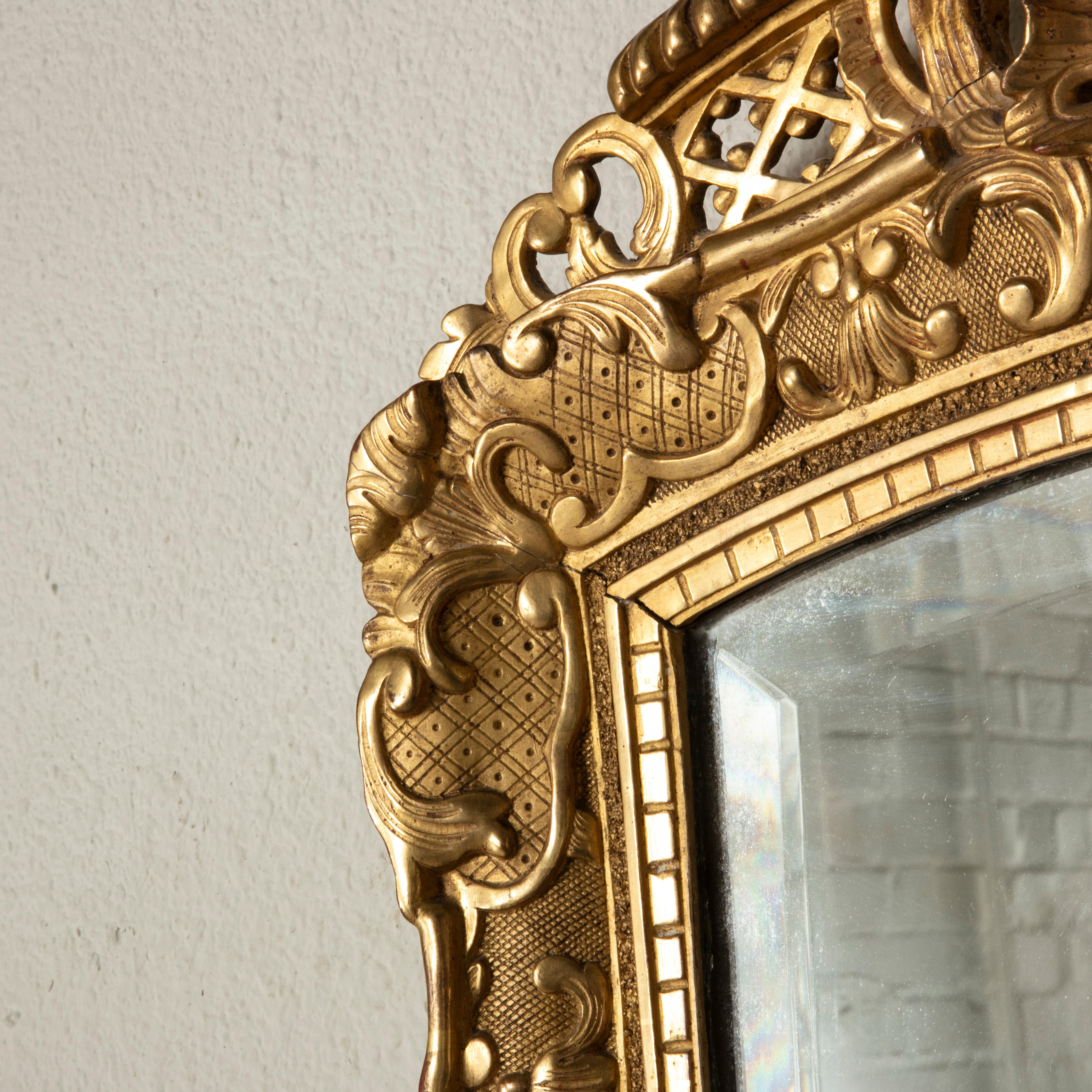 Late 19th Century French Regency Style Giltwood Mirror with Beveled Glass 1
