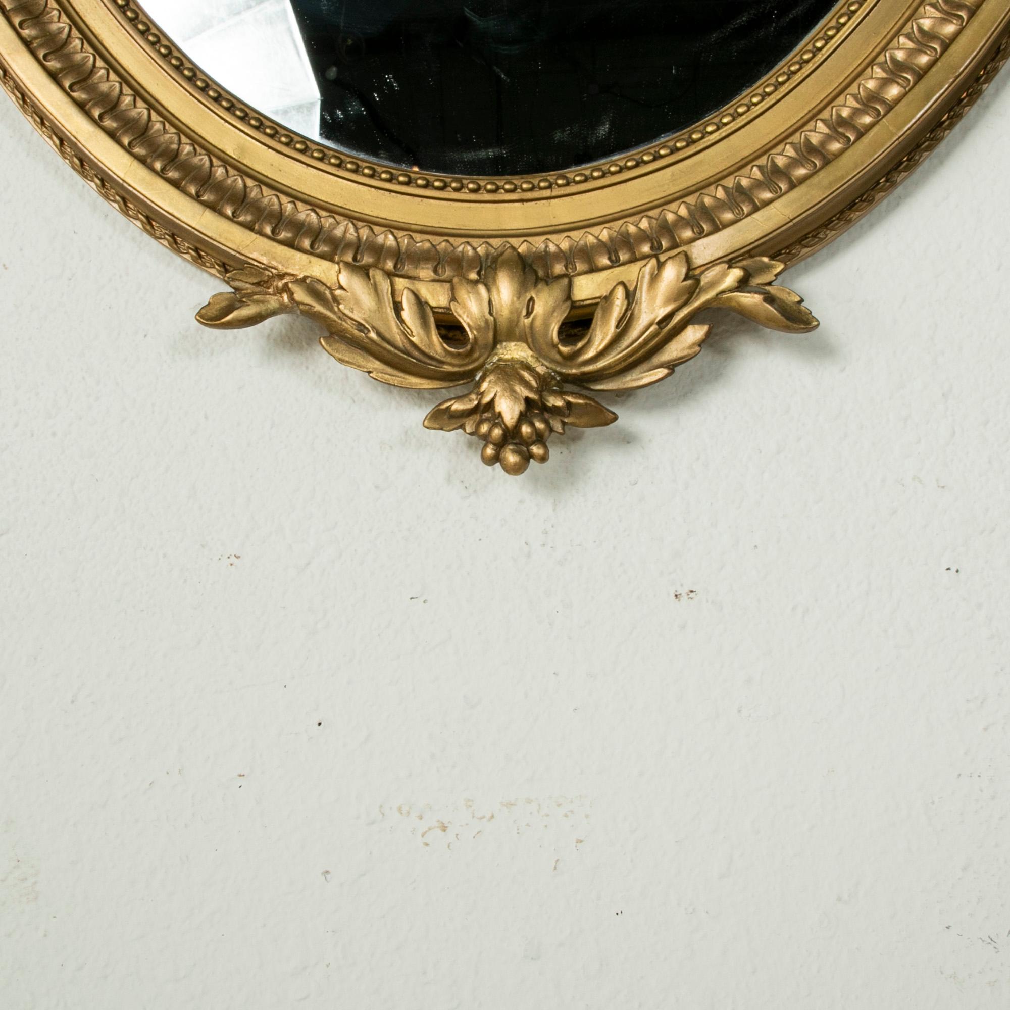 Late 19th Century French Regency Style Oval Gilt Wood Wall Mirror 4