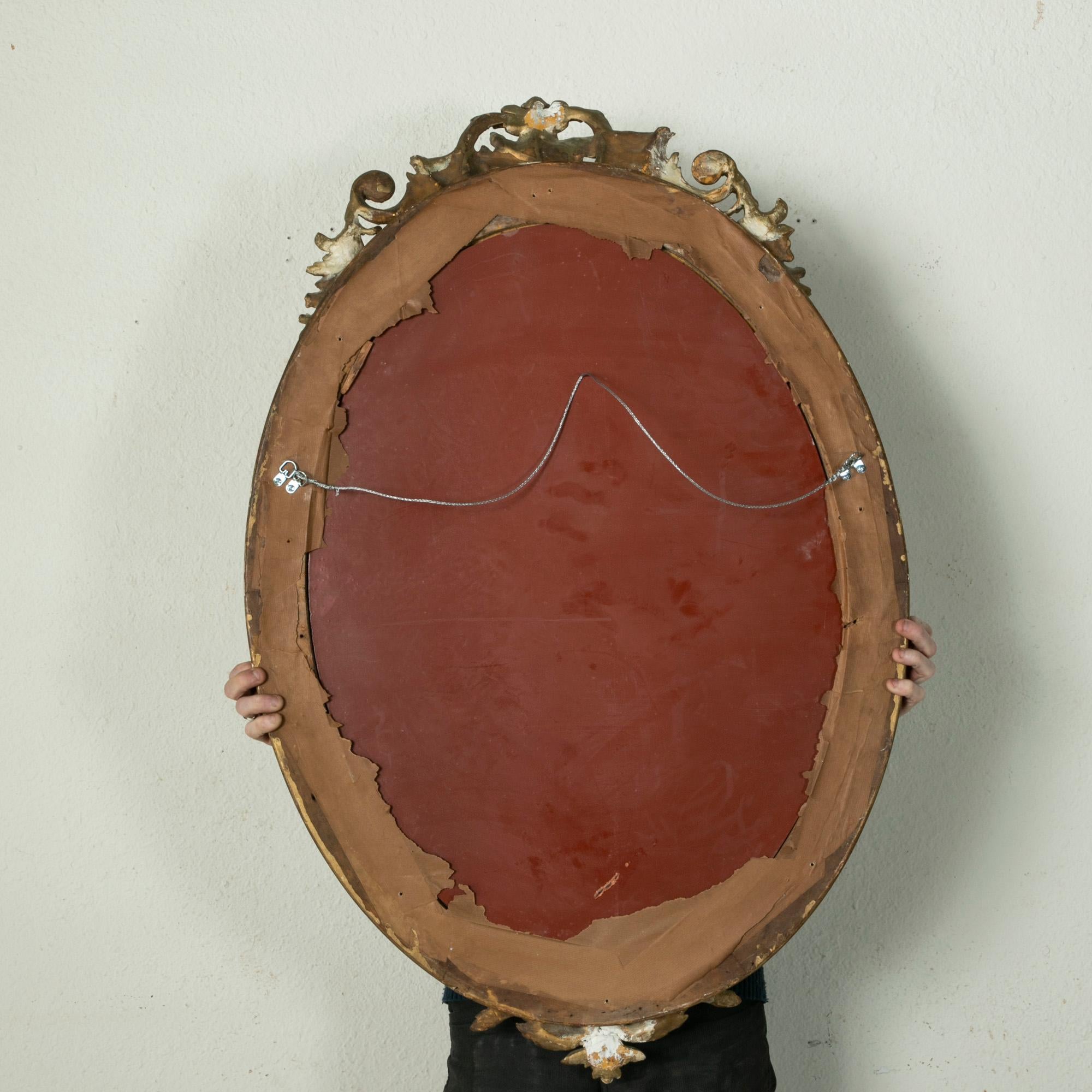 Late 19th Century French Regency Style Oval Gilt Wood Wall Mirror 5