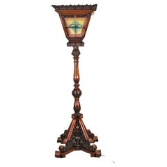Late 19th Century French Renaissance Revival Hand Carved Walnut Floor Lamp