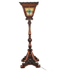 Late 19th Century French Renissance Revival Hand Carved Walnut Floor Lamp